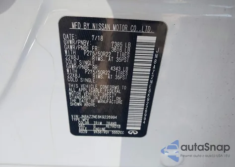 2019 Infiniti Qx80 Luxe из США, поврежденный, VIN JN8AZ2NE8K9226994